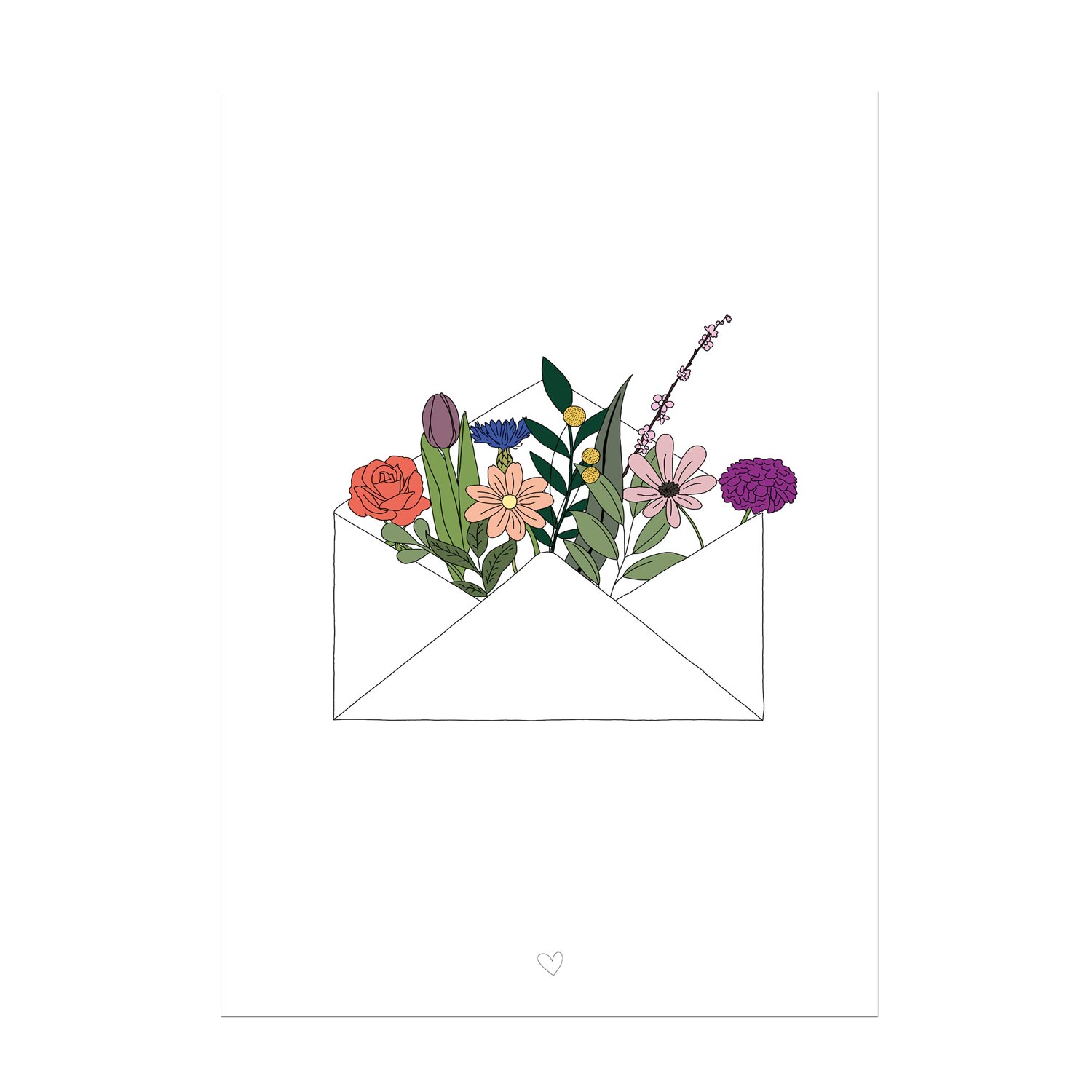 Wenskaart met kleurrijke bloemen